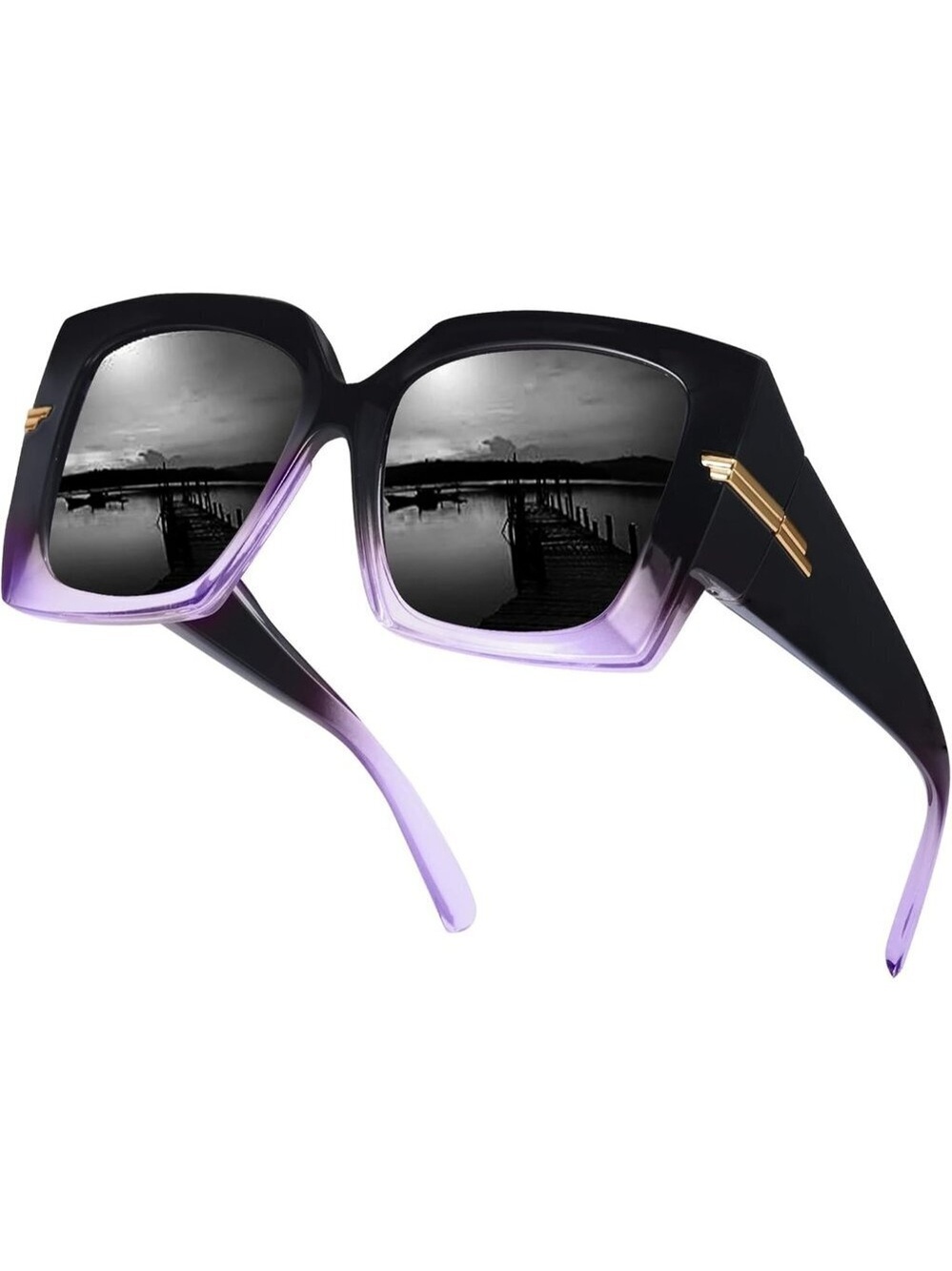 Women's C08 Gradient  Purple Stylish Oversized Polarized Fit Over Sunglasses
